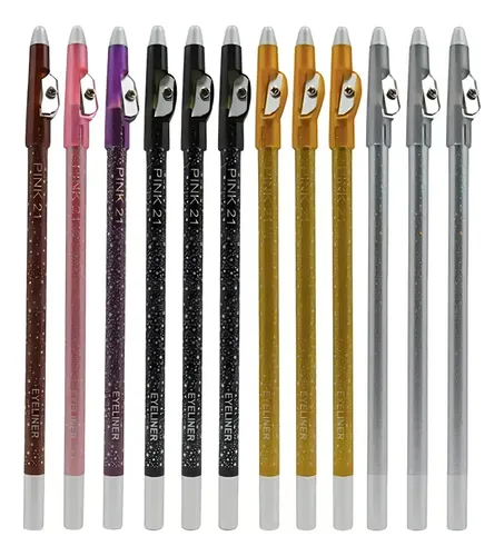 Lapiz Delineador Para Ojos Glitter Pink 21 Color 12 Tonos