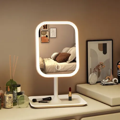 Q D40810-1 Espejo De Maquillaje Portátil Con Luz Led Para M