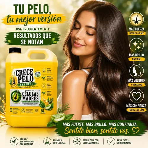 Shampoo Celulas Madre + Biotina Anti Caida + Crecimiento 5lt
