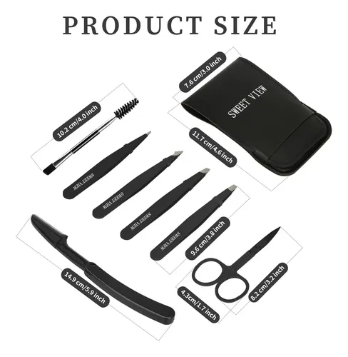 Kit Cejas 7 Piezas Tijera Pinza Y Cepillo Precisión