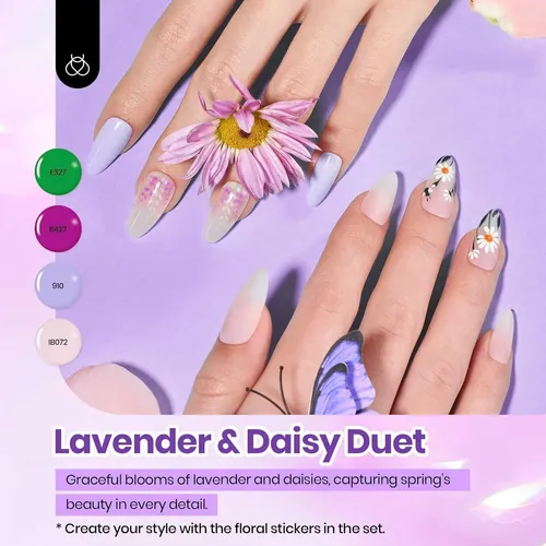 Set Gel Uñas Beetles Pastel Petal Symphony 36-40 Piezas