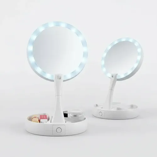 Espejo Doble Con Luz Led Y Aumento 10x Maquillaje