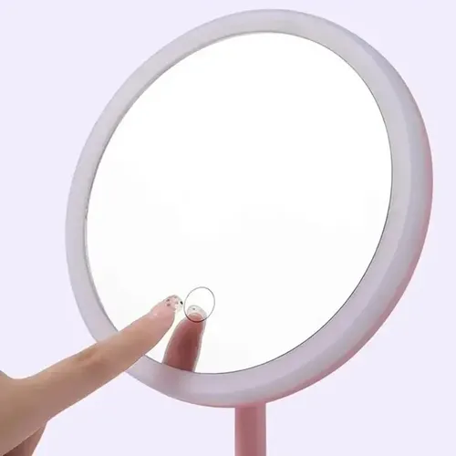 Espejo Redondo De Maquillaje Luces Led Táctil Con Base