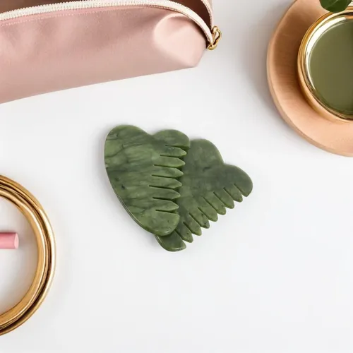 2 Cepillos Gua Sha Piedras Masaje Para Cabello Jade N