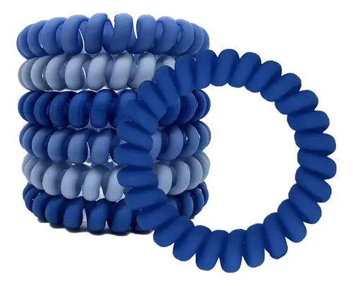 Cintas De Pelo En Espiral Zhoumeiwensp De Plástico Mate Azul