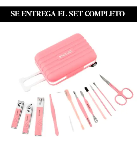 Set Manicura Y Pedicura 12 Piezas Valija Con Ruedas Estuche