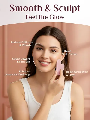 Herramienta Gua Sha Facial Rosa Para Masaje Y Antiinflamator