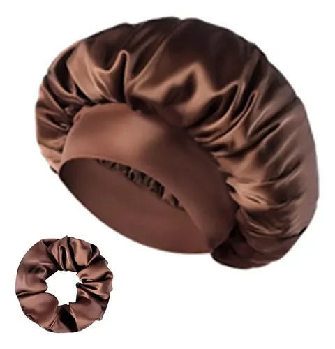 Jj Gorro De Satén Con Lazo For Dormir, Gorro De Baño Marrón