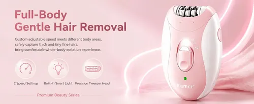 Depiladora Eléctrica Kemei Recargable Mujer Pink
