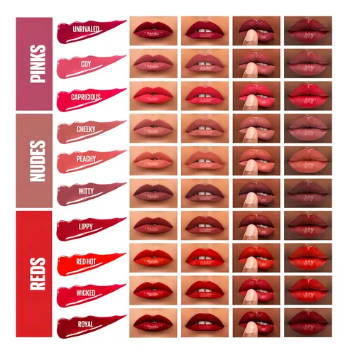 Maybelline Super Stay Vinyl Ink, Labial Líquido de Larga Duración, Efecto Vinilo y Acabado Brillante Instantáneo, Color Intenso por Hasta 16 Horas, Tono Peachy