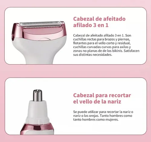 Depiladora Sonax Pro 4 en 1 Eléctrica Portátil USB Todo el Cuerpo Blanca