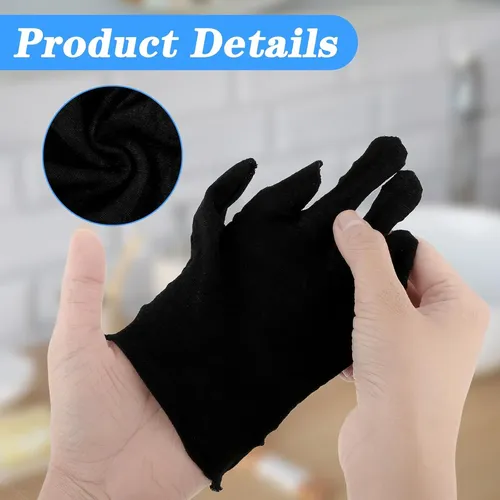Guantes Algodón Hidratantes Negros Para Noche Piel Sensible