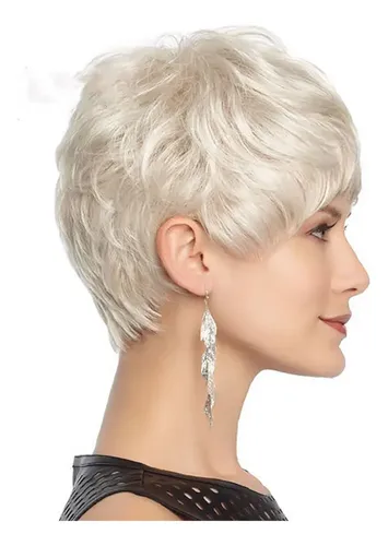 /#*cabello Liso Corto Blanco For Mujer A La Moda Y A La Moda