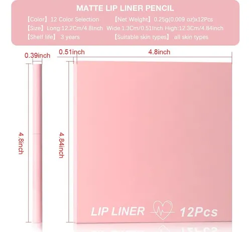 Conjunto Delineadores Labiales Retráctiles 12 Tonos Evpct