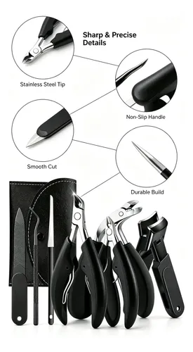 ·kit Cortaúñas De 7 Piezas De Alta Resistencia Con Funda De