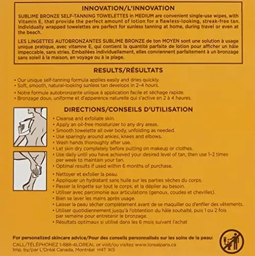Toallitas Autobronceadoras L’oreal Bronze Sin Rayas 6 Unidad