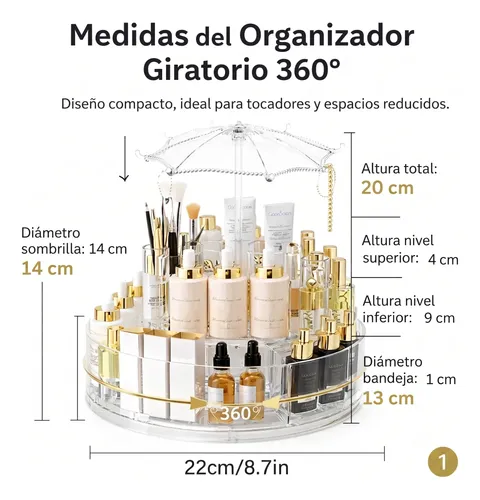 Organizador De Maquillaje Giratorio Set Premium 3 En 1 Warp