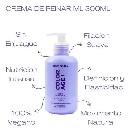 Crema Para Peinar Rulos Hidratacion Nutricion Color Age X2