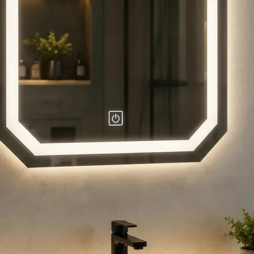 Espejo Led Octogonal Elicar 60x80cm Touch Baño Frio Calido