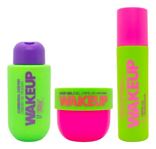 Kit Crema De Peinar + Gel + Desenredante Wakeup Primont