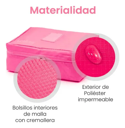 Neceser Portacosmético Lookmy Rosa | necessaire organizador de viaje | bolso neceser impermeable | porta maquillaje | organizador cosméticos | Neceser mujer y hombre lavable y resistente