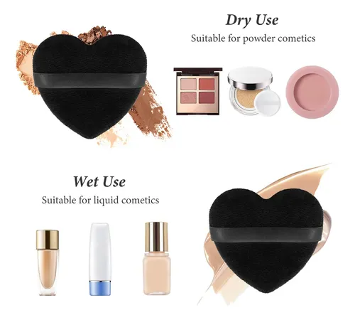 8 Borlas De Polvo Con Forma De Corazón Para Maquillaje