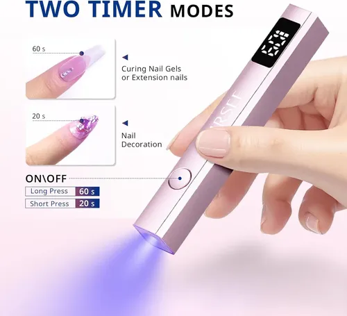 Lámpara Uv Portátil Recargable Rosa Para Uñas Gel