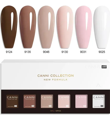 Kit Gel Uñas Canni Nude Neutral 6 Colores 9ml