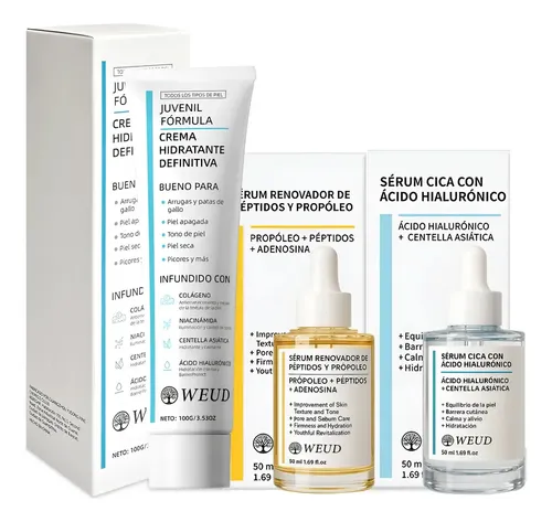 Weud Kit Rutina Péptidos Sérum Cica Crema Antiarrugas Calma