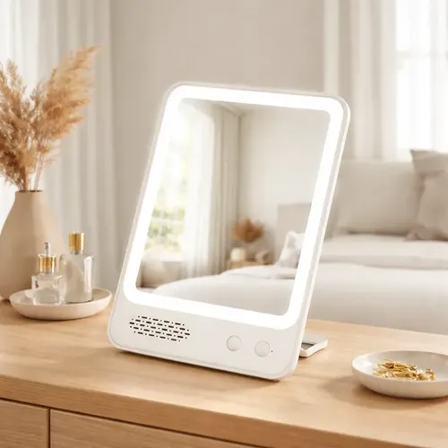 Espejo De Mesa Con Luz Led Rectangular Blanco Otten Blanco