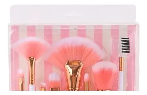 X8 Brochas Distintos Maquillajes Completo Color Rosa