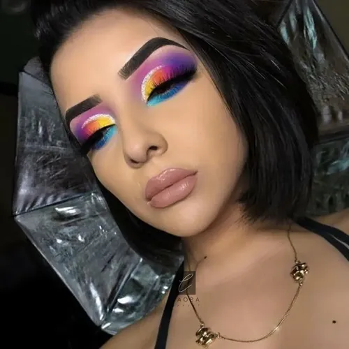 Combo Maquillaje Sombras Fluor Glitter Strass Delineador