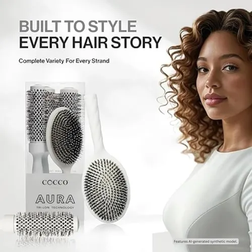Set De Cepillos Para El Cabello Cocco K-tech Aura, Kit De 4