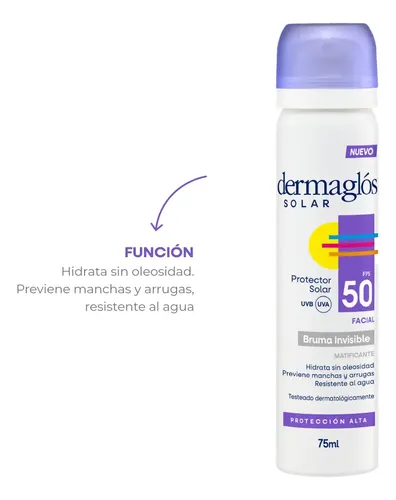 Dermaglos Protector Solar Bruma Facial Invisible Fps50 75ml
