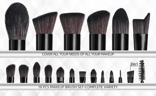 Brochas Bs-mall Makeup Brush Set 18 Pcs Premium. Negro
