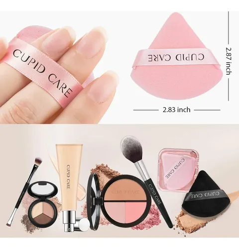 6 Pcs Triangle Powder Puff With 2 Travel Cases, Setting P…