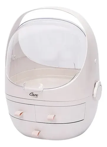 Organizador De Cosmeticos Y Joyeria Gadnic ABS PS 3 Cajones Casco Transparente Rotacion 90 Resistente Al Agua Portatil Diseño Moderno