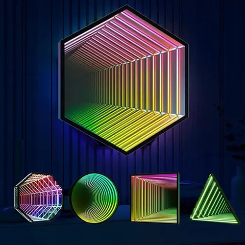 Luz Led Hexágono 3d Neón Espejo Infinito 50cm