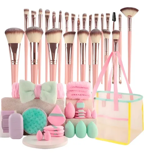 _ 52pcs Kit De Herramientas Maquillaje, Brochas 0