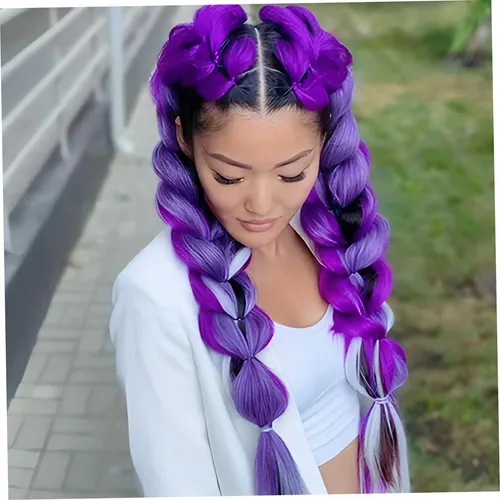 4 Extensiones De Cabello Morado Para Trenzas De 24 Pulgadas