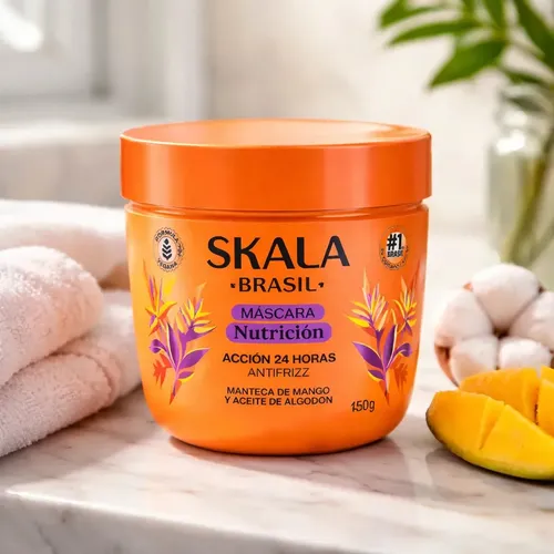 Máscara NUTRICIÓN SKALA NUEVA mango y algodón APTA MÉTODO CURLY anti frizz 450g VEGANA libre de siliconas, sulfatos y petrolatos