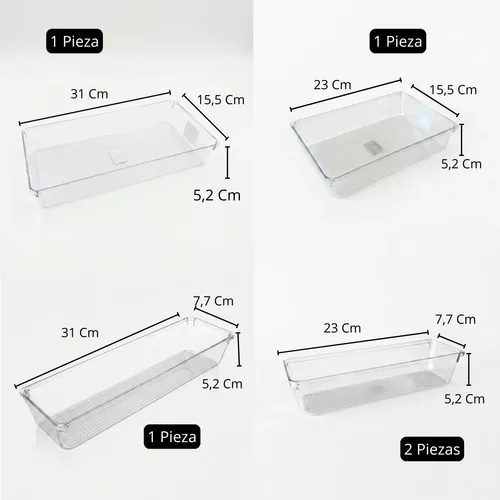 Organizador Acrílico Pack X 5 Piezas Transparente Multiuso