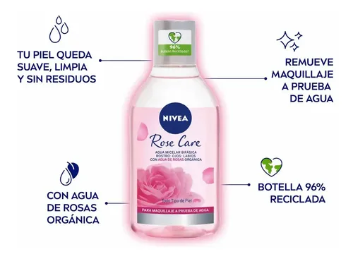 Nivea Rose Care Agua Micelar Bifásica X 400 Ml