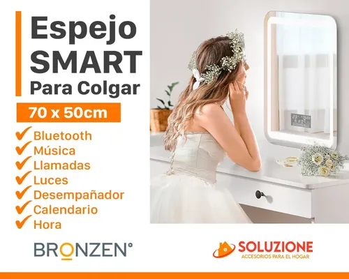 Espejo Smart Inteligente Luz Led 70 X 50cm Bluetooth Premium