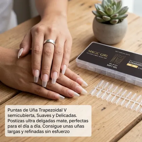 Tips Soft Gel Medio Cubrimiento Mate Coffin 240 Unidades