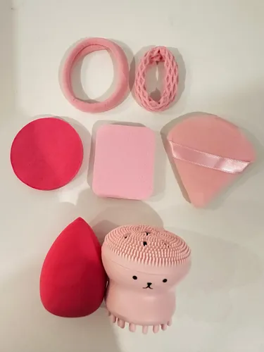 Set Esponjas Para Maquillaje X4 Colitas Y Exfoliante