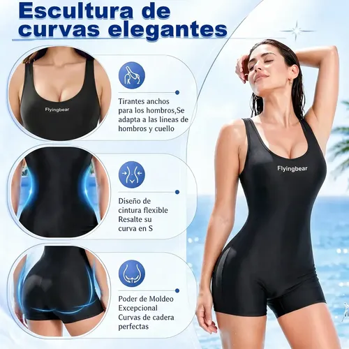 Traje De Baño Deportivo Mujer Natación Lycra Gorra Y Goggles
