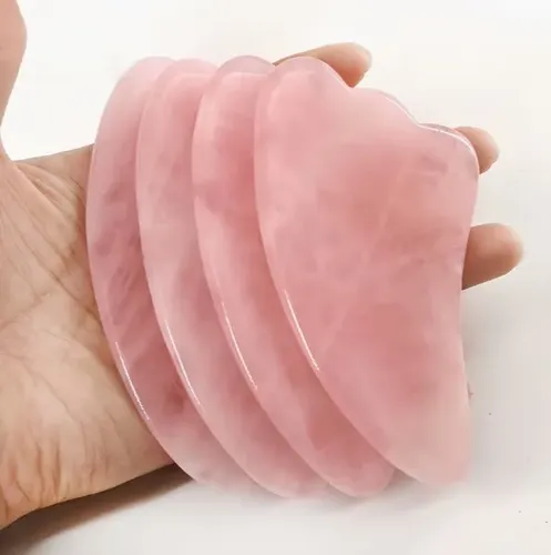 Placa Gua Sha De Cuarzo Rosa Natural – Masaje Con Cristal Pr
