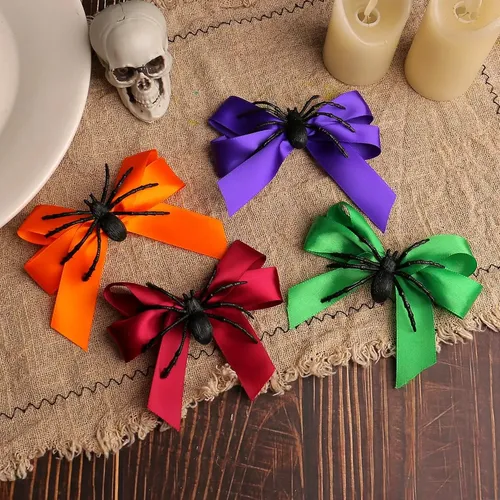 4 Clip Telaraña Halloween Flequillo Niña Cosplay Accesorio