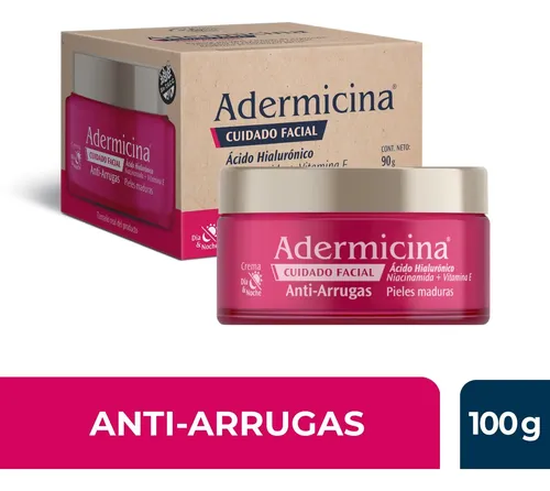 Crema Adermicina Facial Antiarrugas Ácido Hialurónico X100g Madura Día/noche